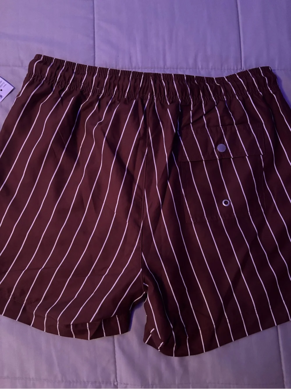 PacSun Brown Swim Trunks with White Pinstripes